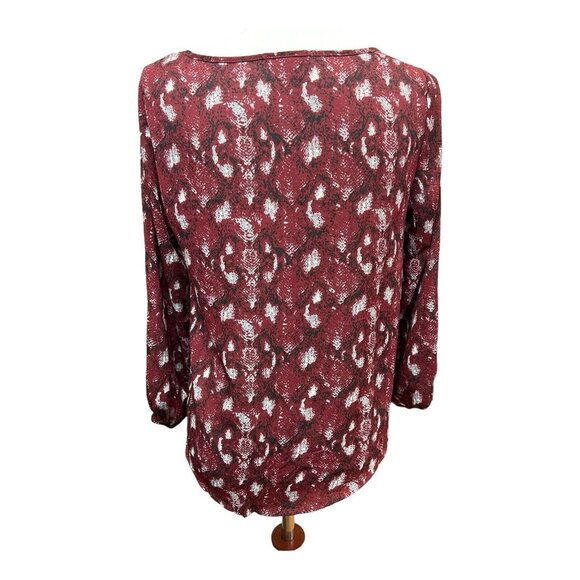 West Kei Wmns Tie Front Blouse~Size XS~Red Gray Black 3/4 Sleeve~NWOT ~ L4 28 - Picture 5 of 10